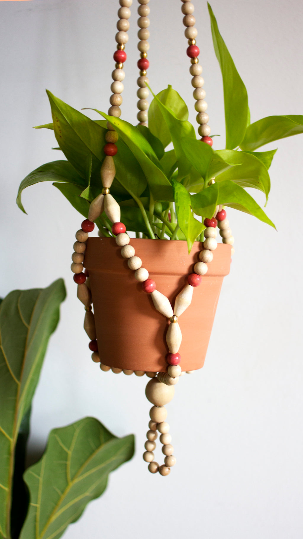 Cranberry Blush Beaded Plant Hanger