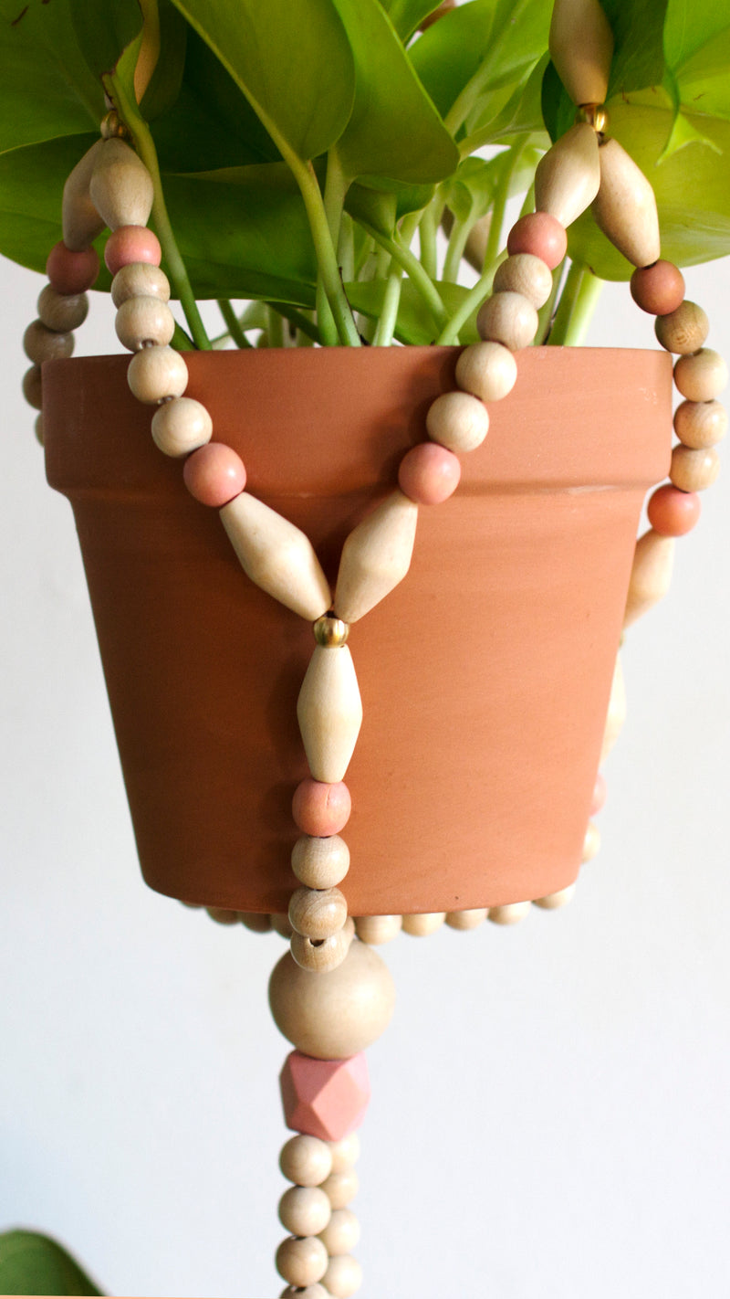 Special Edition Peach Beaded Hanging Planter